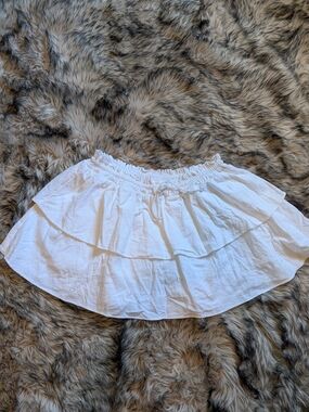 Stoney Clover Linen Blend White Tiered Ruffle Mini Skirt - Women's- Lined